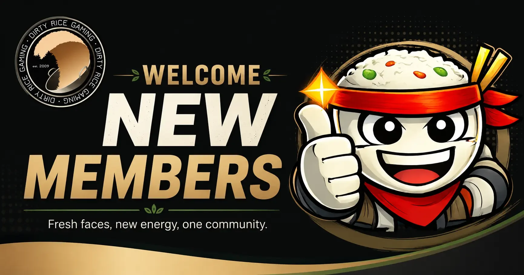 Dirty Rice Gaming welcome graphic celebrating new community members joining during May 2026